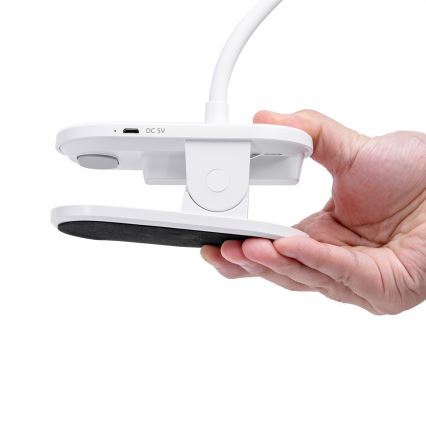 Aigostar - Lampe de table à intensité variable rechargeable avec pince LED/2,5W/5V 1200mAh blanc