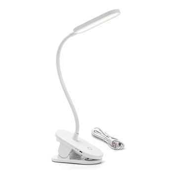 Aigostar - Lampe de table à intensité variable rechargeable avec pince LED/2,5W/5V blanc