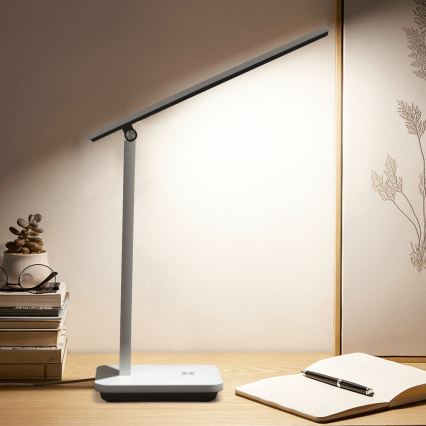 Aigostar - Lampe de table à intensité variable rechargeable LED/5W/5V 3000-6500K blanc/noir