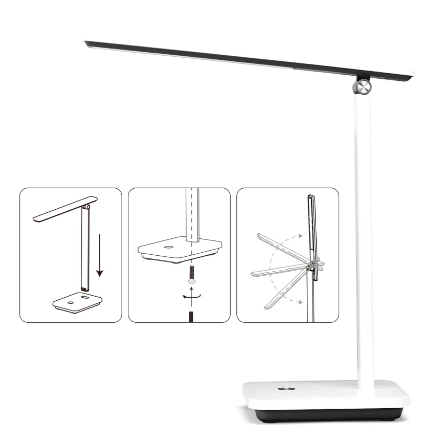 Aigostar - Lampe de table à intensité variable rechargeable LED/5W/5V 3000-6500K blanc/noir