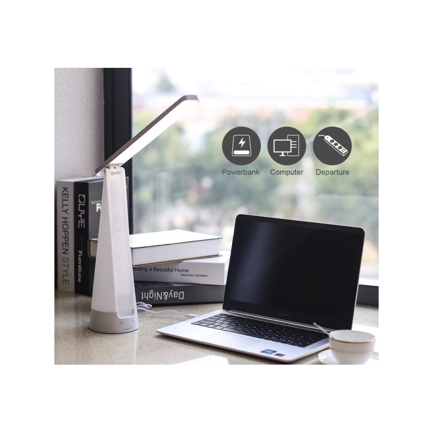 Aigostar - Lampe de table à intensité variable rechargeable LED/7W/5V 4000K 4400 mAh blanc