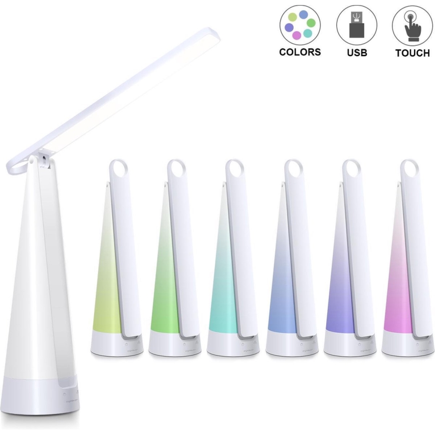 Aigostar - Lampe de table à intensité variable rechargeable LED/7W/5V 4000K 4400 mAh blanc