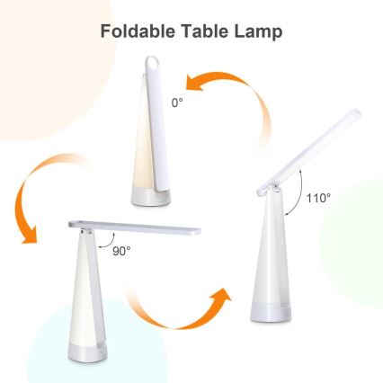 Aigostar - Lampe de table à intensité variable rechargeable LED/7W/5V 4000K 4400 mAh blanc