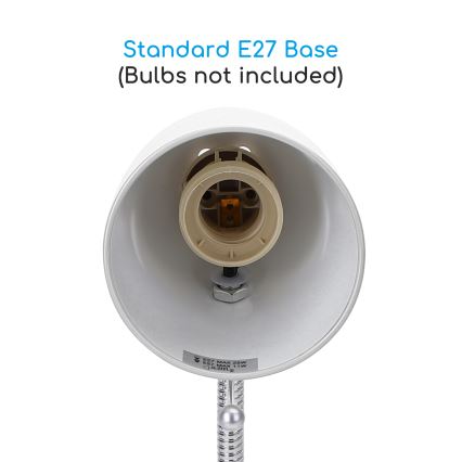 Aigostar -  Lampe de table avec pince 1xE27/11W/230V blanc/chrome brillant