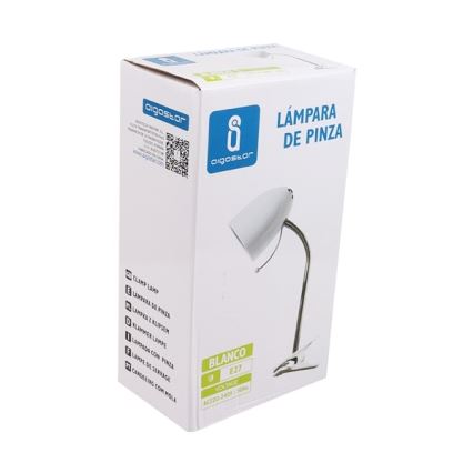 Aigostar -  Lampe de table avec pince 1xE27/11W/230V blanc/chrome brillant