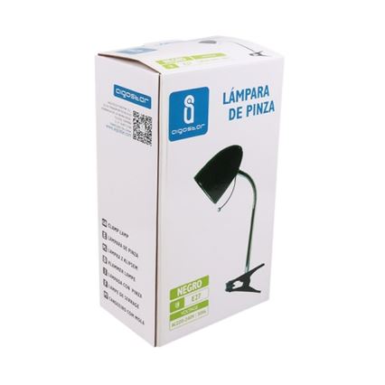 Aigostar -  Lampe de table avec pince 1xE27/11W/230V noir/chrome brillant