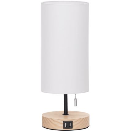 Aigostar - Lampe de table avec port USB 1xE27/40W/230V beige