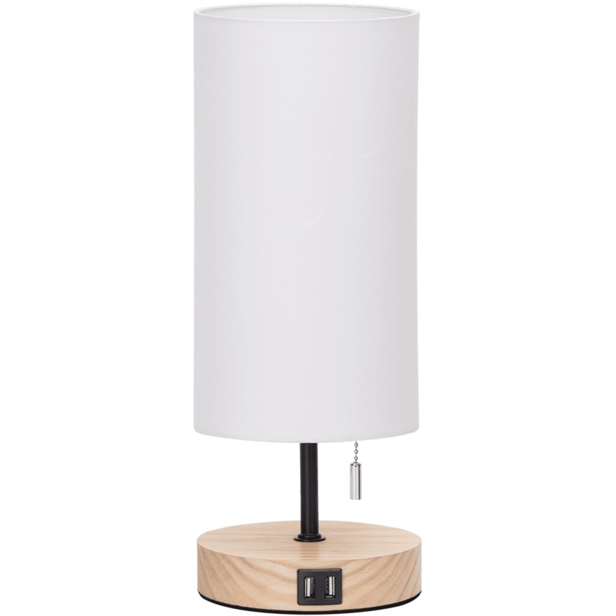 Aigostar - Lampe de table avec port USB 1xE27/40W/230V beige
