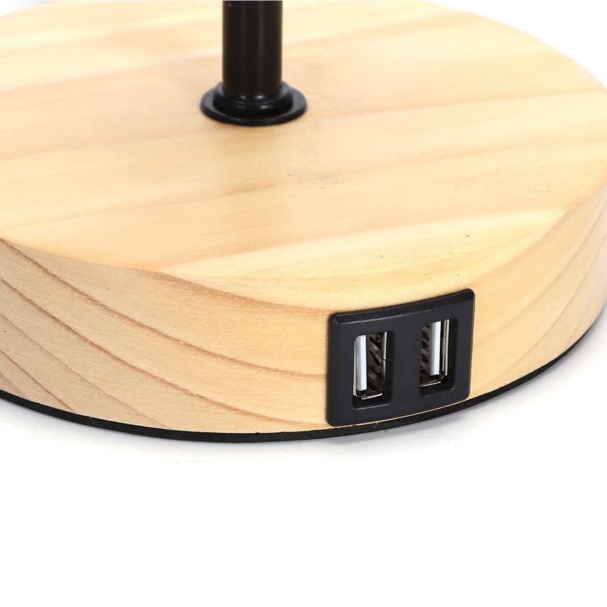 Aigostar - Lampe de table avec port USB 1xE27/40W/230V beige