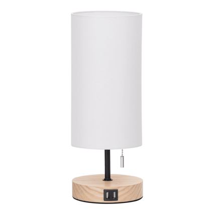 Aigostar - Lampe de table avec port USB 1xE27/40W/230V beige