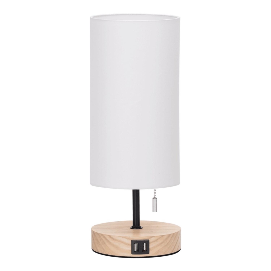 Aigostar - Lampe de table avec port USB 1xE27/40W/230V beige