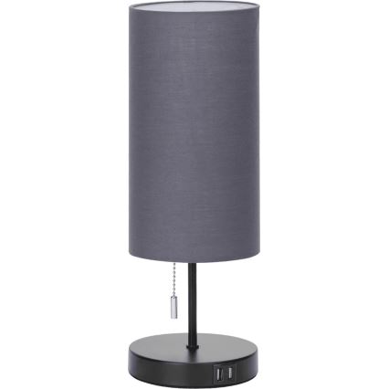 Aigostar - Lampe de table avec port USB 1xE27/40W/230V noir