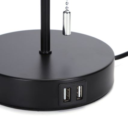 Aigostar - Lampe de table avec port USB 1xE27/40W/230V noir