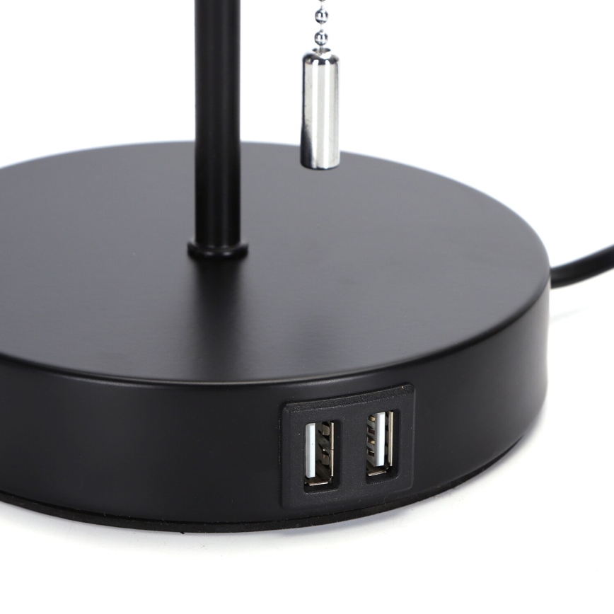 Aigostar - Lampe de table avec port USB 1xE27/40W/230V noir