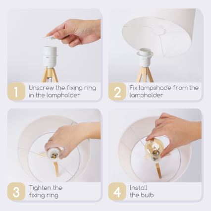 Aigostar - Lampe de table en pin 1xE27/60W/230V