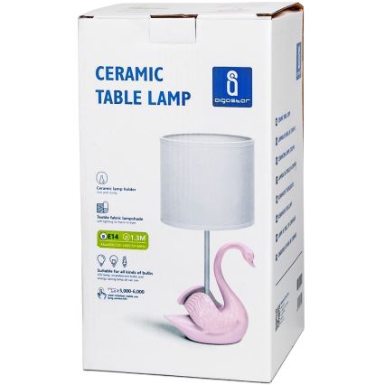 Aigostar - Lampe enfant 1xE14/40W/230V cygne rose