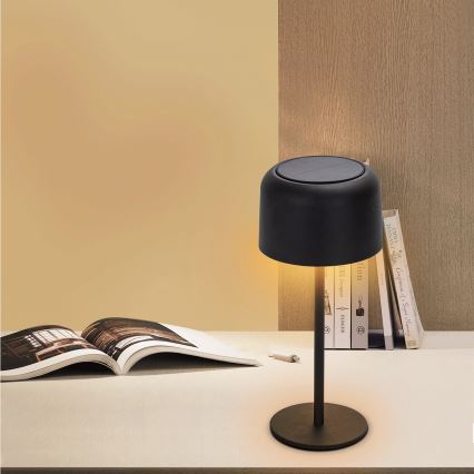 Aigostar - Lampe de table solaire à intensité variable rechargeable LED/3W/5V 2200mAh noir IP54