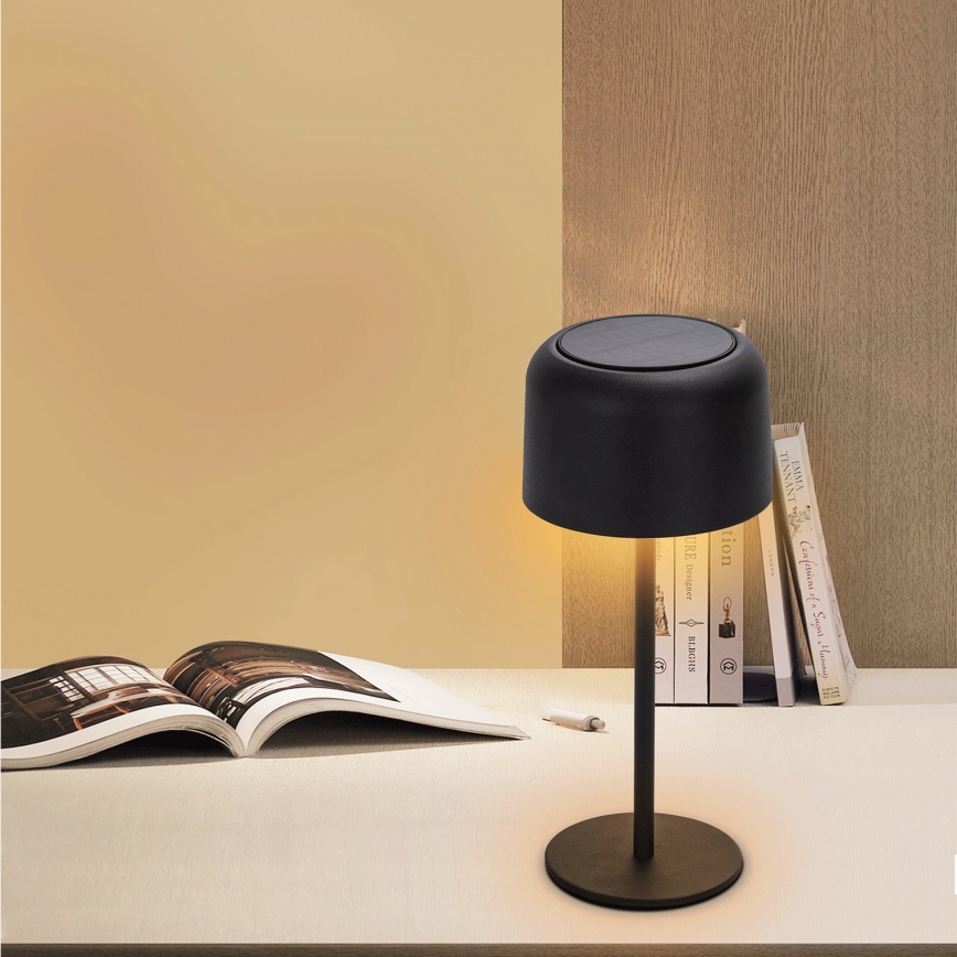 Aigostar - Lampe de table solaire à intensité variable rechargeable LED/3W/5V 2200mAh noir IP54