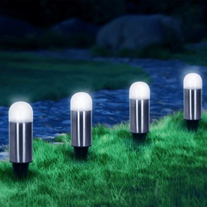 Aigostar - Lampe solaire LED/0,006W/1,2V 20cm chrome mat 40 mAh 6500K IP44