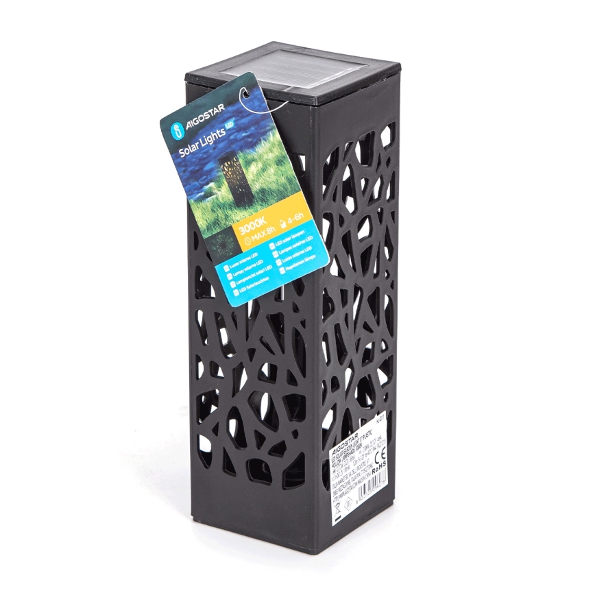 Aigostar - Lampe solaire LED/0,006W/1,2V 100 mAh 28,5 cm noire 3000K IP44