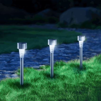 Aigostar - Lampe solaire LED/0,006W/1,2V 40 mAh 29,5 cm chrome mat 6500K IP44