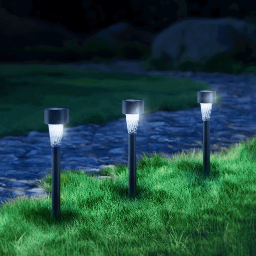 Aigostar - Lampe solaire LED/0,006W/1,2V 40 mAh 29,5 cm noir 6500K IP44