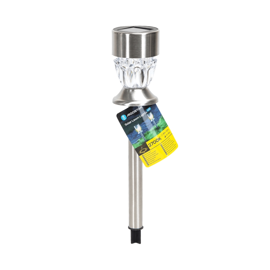 Aigostar - Lampe solaire LED/0,006W/1,2V 35,5cm chrome mat 2700K IP44 100 mAh