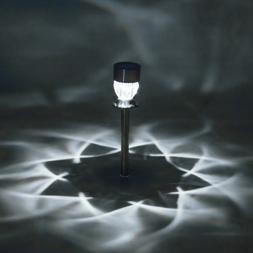 Aigostar - Lampe solaire LED/0,006W/1,2V 35,5cm chrome mat 100 mAh 3000K IP44
