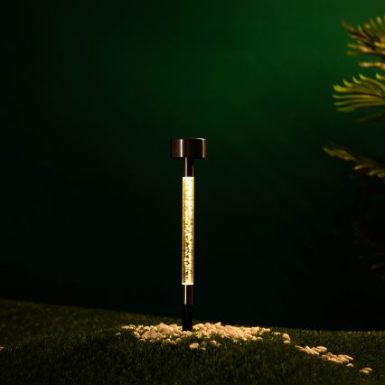 Aigostar - Lampe solaire LED/0,006W/1,2V 36,7cm chrome mat 2700K 40 mAh IP44