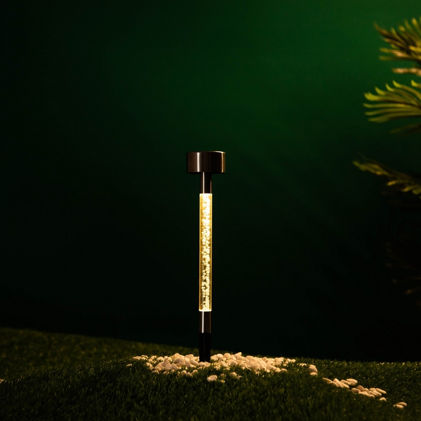 Aigostar - Lampe solaire LED/0,006W/1,2V 36,7cm chrome mat 2700K 40 mAh IP44