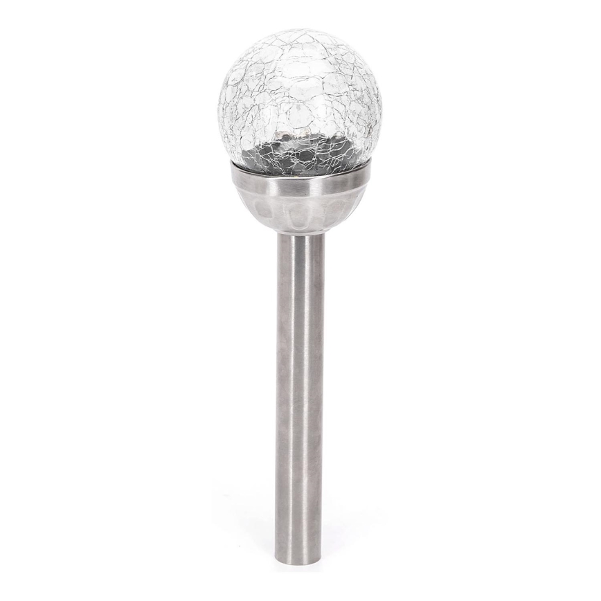 Aigostar - Lampe solaire LED/0,006W/1,2V 37,8cm chrome mat 6500K IP44 100 mAh