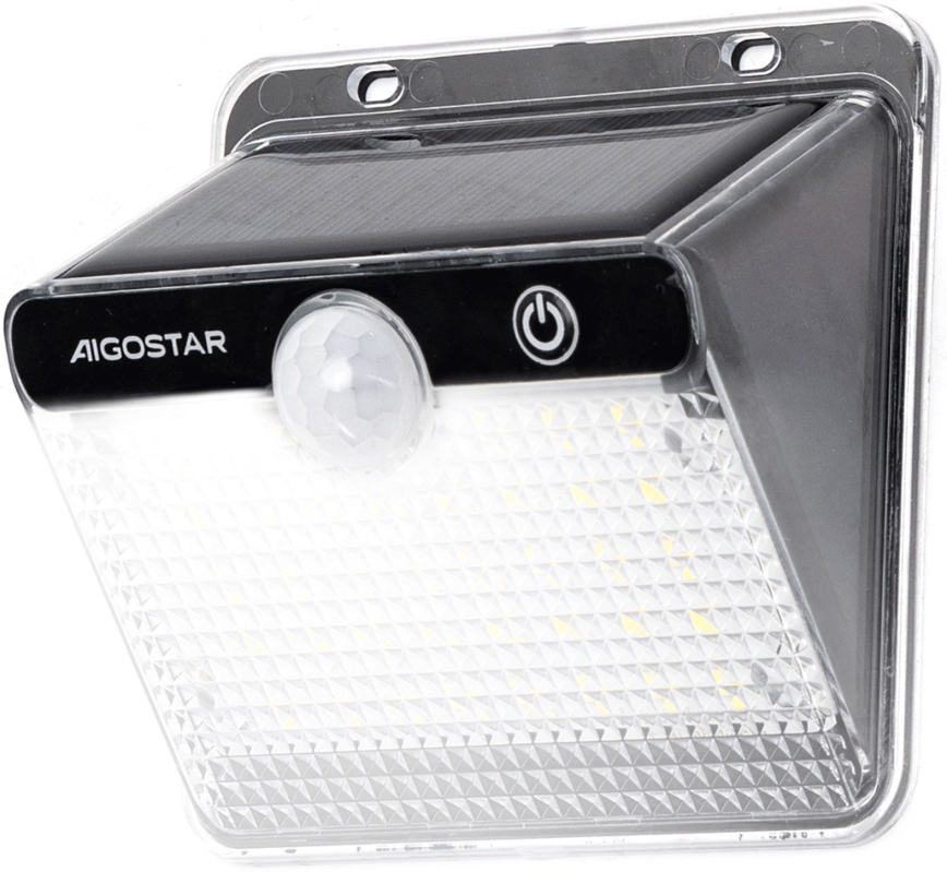 Aigostar - Lampe solaire LED avec capteur, 3,7 V, 6500 K, 1200 mAh, IP65, noire