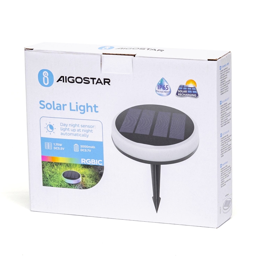 Aigostar - Lampe solaire RGBIC LED/0,6W/3,7V IP65