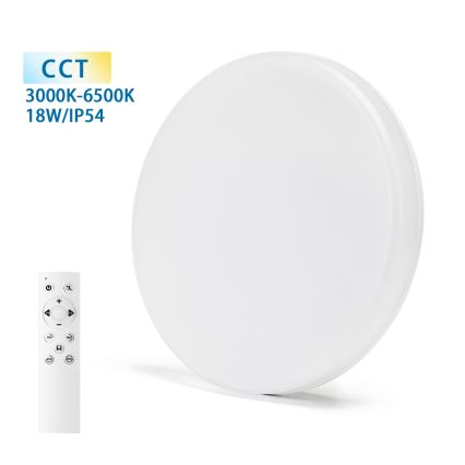 Aigostar - LED Dimbare badkamer plafondverlichting LED/18W/230V 3000-6000K IP54 + afstandsbediening