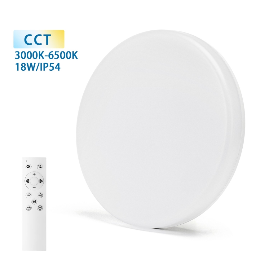 Aigostar - LED Dimbare badkamer plafondverlichting LED/18W/230V 3000-6000K IP54 + afstandsbediening