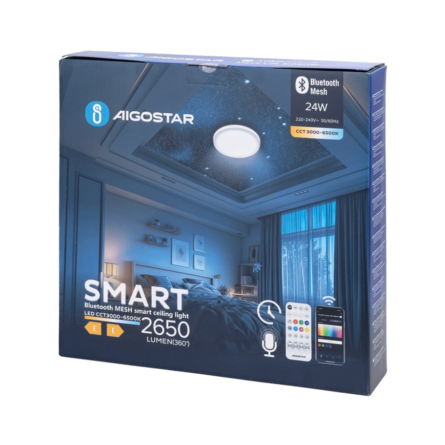 Aigostar - LED Dimbare badkamer plafondverlichting MESH Smart LED/24W/230V 3000-6500K IP44 + afstandsbediening