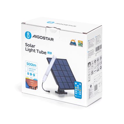 Aigostar - LED Dimbaar buis met een zonnepaneel LED/3,2V 3000K/4000K/6500K IP65 + afstandsbediening