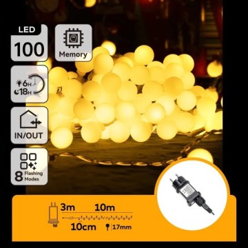 Aigostar - LED buiten decoratief lichtsnoer 100xLED/8 functies 10m IP44 warm wit
