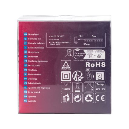 Aigostar - LED buiten decoratief lichtsnoer 10xLED/8m IP44 koud wit