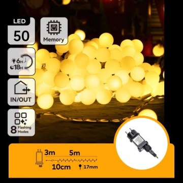 Aigostar - LED buiten decoratieve lichtsnoer 50xLED/8 functies 5 m IP44 warm wit