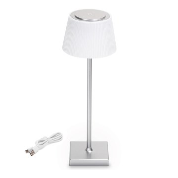 Aigostar - LED Buiten dimbare oplaadbare tafellamp LED/4W/5V 3600mAh wit/mat chroom IP54