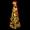 Aigostar - LED buiten kerstboom 100xLED 1,5 m IP44 rood/goud warm wit