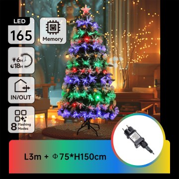Aigostar - LED buiten kerstboom 165 LED/8 functies 1,5 m IP44 meerkleurig
