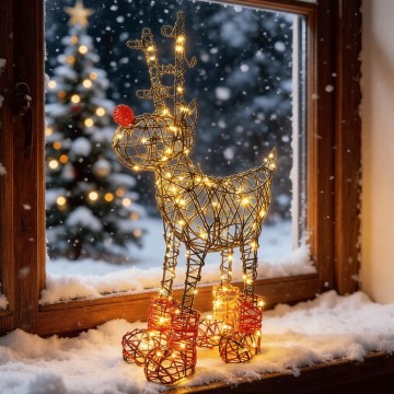 Aigostar - LED Buiten kerstdecoratie 140xLED/8 functies 0,6m IP44 warm wit rendier