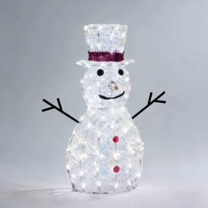 Aigostar - LED Buiten kerstdecoratie 160xLED/8 functies 0,7m IP44 koud wit sneeuwpop