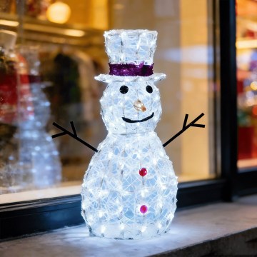 Aigostar - LED Buiten kerstdecoratie 160xLED/8 functies 0,7m IP44 koud wit sneeuwpop