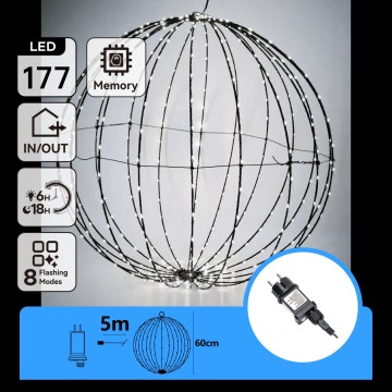 Aigostar - LED buiten kerstdecoratie 177xLED/3,6W/230V 60 cm IP44 koude witte bol