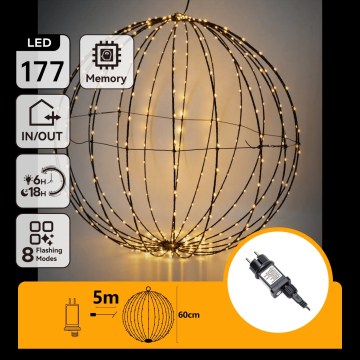 Aigostar - LED buiten kerstdecoratie 177xLED/3,6W/230V 60 cm IP44 warm wit