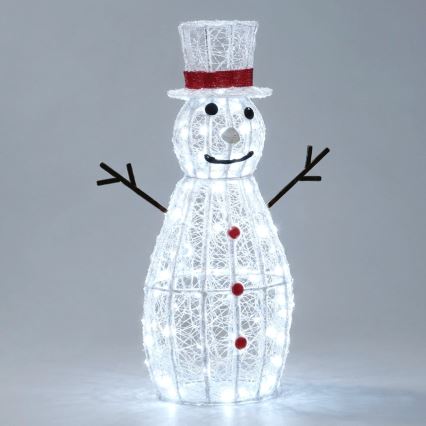 Aigostar - LED Buiten kerstdecoratie 180xLED/8 functies 0,9m IP44 koud wit sneeuwman