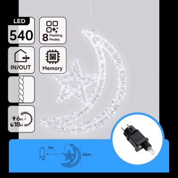 Aigostar - LED buiten kerstdecoratie 540xLED/6W/230V 43 cm IP44 koud wit maantje